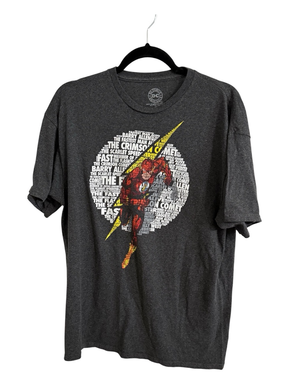 DC Comics The Flash Graphic Tee Gray Short Sleeve Shirt Men’s Large Superhero
